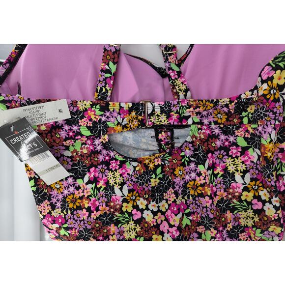 California Waves Swim Halter Tankini Top Ditsy Pluse Size 1 - Picture 5 of 13